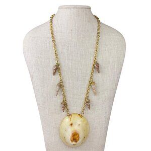 Gold Tone Womens Metal Shell Pendant Necklace  Adjustable Cone Charms Natural